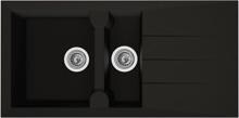 Respekta Alineo Granitspüle Küchenspüle Einbauspüle 1,5 Becken 100x50cm reversibel schwarz