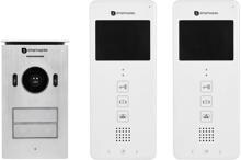 Smartwares DIC-22122 Video-Türsprechanlage Komplett-Set 3,5" LCD-Monitor 2-Draht 2 Familienhaus weiß